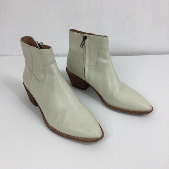 Madewell Charley Leather Ankle Booties Boot western white K5308 sz 5.5 - Picture 11 of 12
